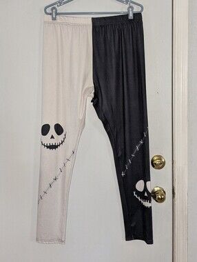 Half-and-Half Jack Skellington Leggings 2X